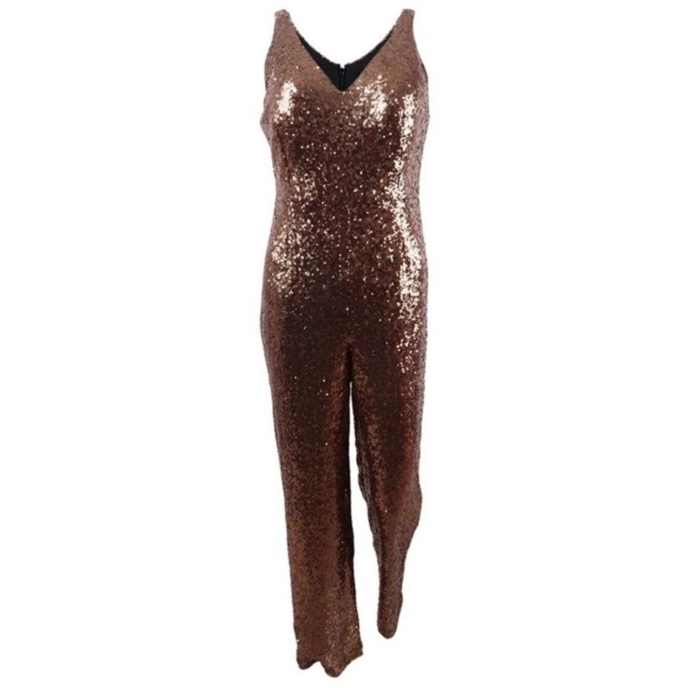 Nwt Nightway sequined jumpsuit champagne copper color - Picture 2 of 6